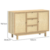 Cape Furniture Dakila 3 Drawer 2 Door Rattan Sideboard