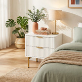 Cape Furniture Lilah 2 Drawer Ribbed Bedside Table