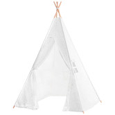 Cattywampus Kids&#039; White  Cotton Teepee Tent with Lace font