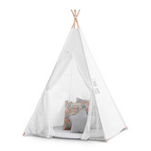 Cattywampus Kids&#039; White  Cotton Teepee Tent with Lace font