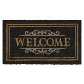 Matfx Black Welcome Scroll Coir Doormat
