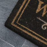 Matfx Black Welcome Scroll Coir Doormat