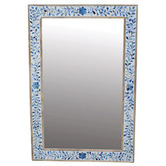Artisan &amp; Co Blue Marcus Mango Wood &amp; Bone Inlay Mirror