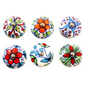 Artisan &amp; Co 6 Piece Multi-Colour Floral Knob Set