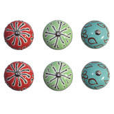 Artisan &amp; Co 6 Piece Multi-Colour Ceramic Knob Set