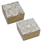 Artisan &amp; Co 2 Piece Mango Wood Trinket Box Set