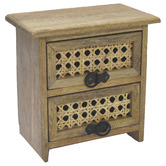 Artisan &amp; Co 2 Drawer Mango Wood &amp; Rattan Trinket Box