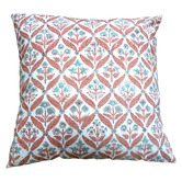 Artisan &amp; Co Pink &amp; Turquiose Flowers Cotton Cushion