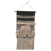 Artisan &amp; Co Black Fringed Cotton Wall Hanging