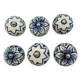 Artisan &amp; Co 6 Piece Blue &amp; White Cabinet Knob Set