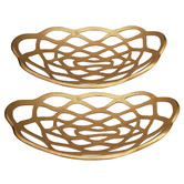 Artisan &amp; Co 2 Piece Brass Decorative Oval Plate Set