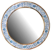 Artisan &amp; Co Blue &amp; White Round Mango Wood Wall Mirror