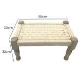 Artisan &amp; Co Cream Danielle Mango Wood &amp; Cotton Ottoman Bench