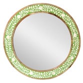 Artisan &amp; Co Poppie Round Mango Wood with Bone Inlay Mirror