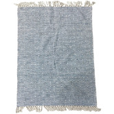 Artisan &amp; Co Blue Penny Flat Woven Cotton Kilim Rug