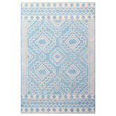 Boulevarde Rugs Aqua &amp; White Steps Hand-Tufted Wool Rug