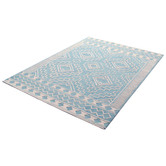 Boulevarde Rugs Aqua &amp; White Steps Hand-Tufted Wool Rug