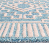 Boulevarde Rugs Aqua &amp; White Steps Hand-Tufted Wool Rug