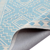 Boulevarde Rugs Aqua &amp; White Steps Hand-Tufted Wool Rug