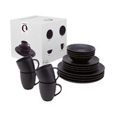 VT Wonen 16 Piece Matte Black Porcelain Dinnerware Set