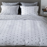 VT Wonen Black &amp; White Striped Hearts Cotton Quilt Cover Set