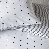 VT Wonen Black &amp; White Striped Hearts Cotton Quilt Cover Set