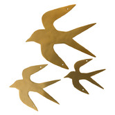 VT Wonen 3 Piece Gold Swallow Wall Ornament Set