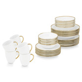 VT Wonen 36 Piece White &amp; Gold Porcelain Dinner Set