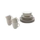 VT Wonen 16 Piece White Matte Flax Porcelain Dinnerware Set
