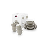 VT Wonen 16 Piece White Matte Flax Porcelain Dinnerware Set