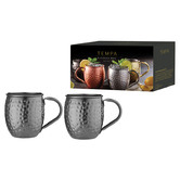Tempa Black Spencer Hammered 500ml Stainless Steel Mugs