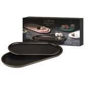 Tempa 2 Piece Black Asteria New Bone China Tray Set