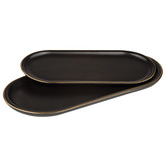 Tempa 2 Piece Black Asteria New Bone China Tray Set