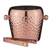 Tempa 2 Piece Copper Spencer Hammered Ice Bucket &amp; Tongs Set