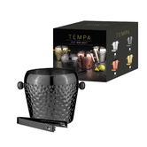 Tempa 2 Piece Black Spencer Hammered Ice Bucket &amp; Tongs Set