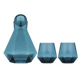 Tempa 3 Piece Teal Jaxon Glass Carafe &amp; Tumbler Set
