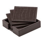 Tempa 7 Piece Giovanni Faux Leather Coasters &amp; Holder Set