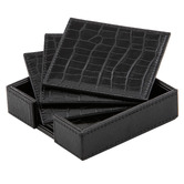 Tempa 7 Piece Giovanni Faux Leather Coasters &amp; Holder Set