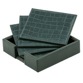 Tempa 7 Piece Giovanni Faux Leather Coasters &amp; Holder Set