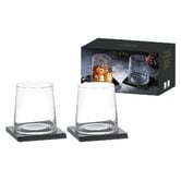 Tempa 4 Piece Harvey 400ml Whisky Glass &amp; Coaster Set