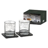 Tempa 4 Piece Atlas Crystal Whisky Glass &amp; Coaster Set