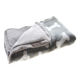 It&#039;s Bed Time Grey &amp; White Bone Dog Blanket