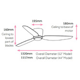 Claro Claro 132cm White DC Ceiling Fan