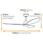 Claro Claro Allure 132cm White DC Ceiling Fan with Remote Control