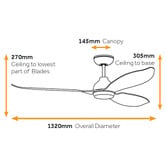 Claro Claro Allure 132cm White DC Ceiling Fan with Remote Control &amp; LED
