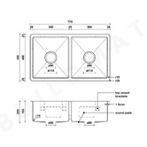 Buildmat Madison 770mm Double Stainless Steel Kitchen Sink
