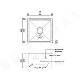 Buildmat Nala 450mm Single Stainless Steel Kitchen Sink