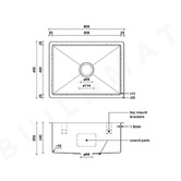 Buildmat Willow 600mm Single Stainless Steel Kitchen Sink