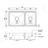 Buildmat Lincoln 820mm 1 &amp; &frac34; Stainless Steel Kitchen Sink