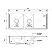 Buildmat Logan 1070mm 1 &amp; &frac34; Stainless Steel Kitchen Sink with Drainer